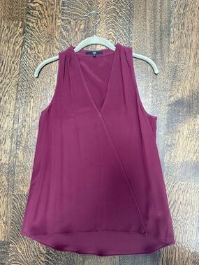 Tibi New York 100% Silk Wrap-Front Sleeveless Blouse | Size 2 | Burgundy Wine